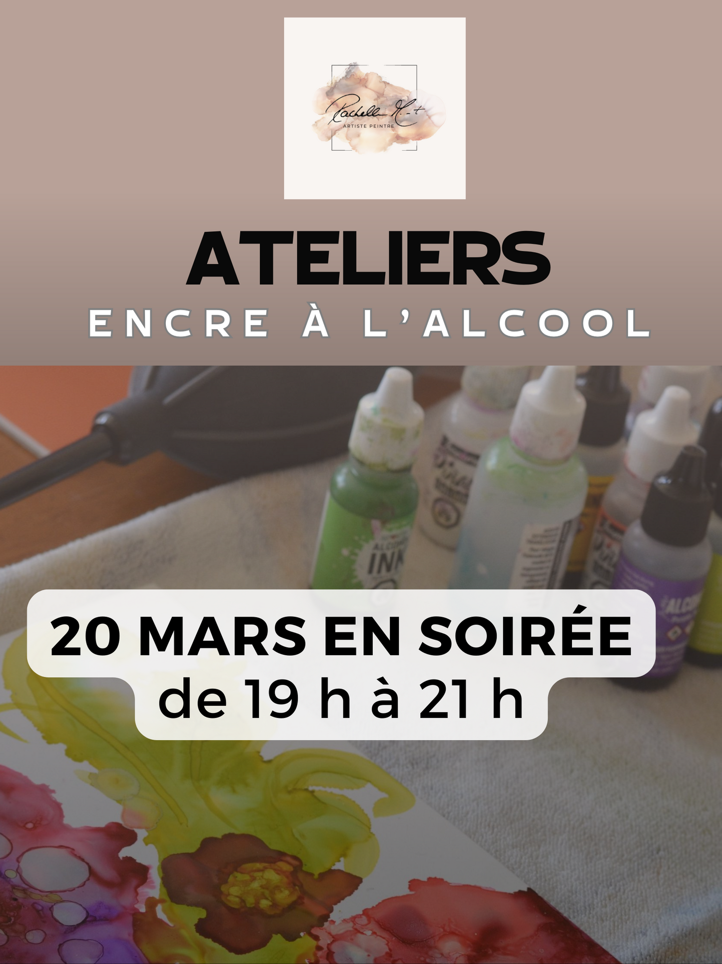 20/03 de 19 h à 21 h- Cours d'initiation à l'encre à l'alcool