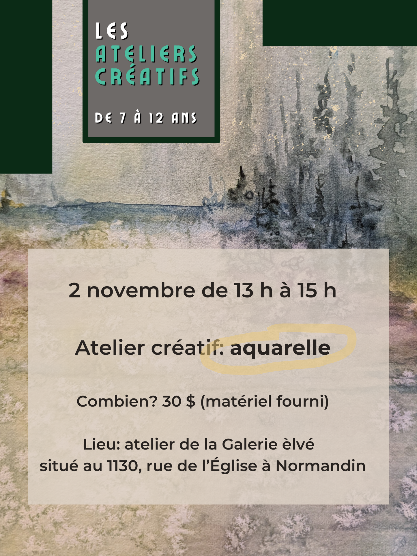 Trois ateliers créatifs pour enfants (7 à 12 ans)