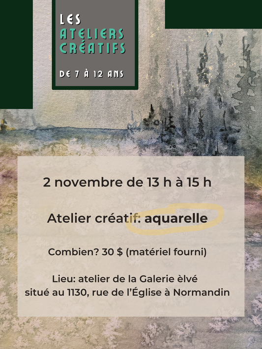 Atelier créatif pour enfants: aquarelle (7 à 12 ans)